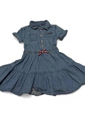 Tommy Hilfiger Blue Demin Dress  Fit & Flare Pink  Bow 2T
